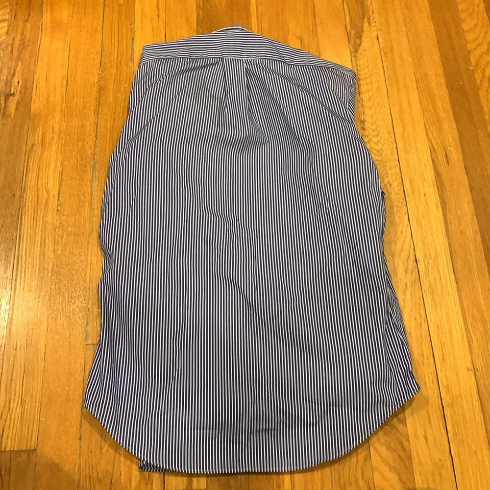Ralph Lauren Cotton Blue/White Striped Slim Fit Long Sleeve Dress Shirt, Size M - Picture 2 of 6